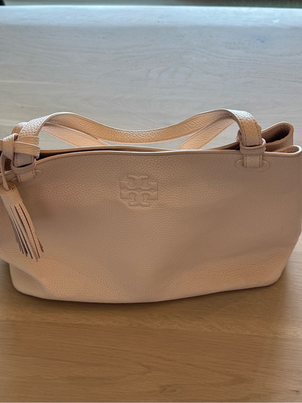 Tory Burch Pebbled Leather Shoulder Bag in Blush Pink